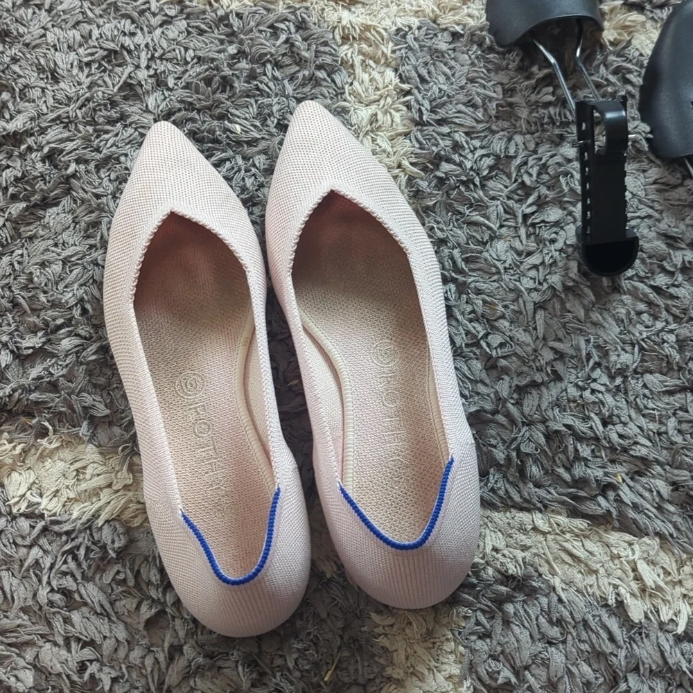Rothy's Pointed Toe Flat Light Pink Blush Tortoise Size Women's 9.5